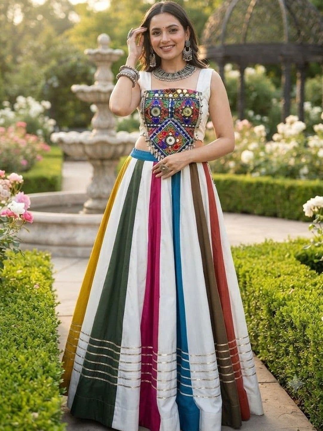 VASTRYN Embellished Mirror Work Ready to Wear Lehenga & Unstitched thumbnail 2