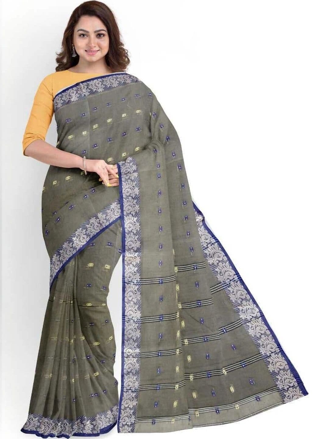 TANTSHREE Woven Design Zari Pure Cotton Saree - view 1