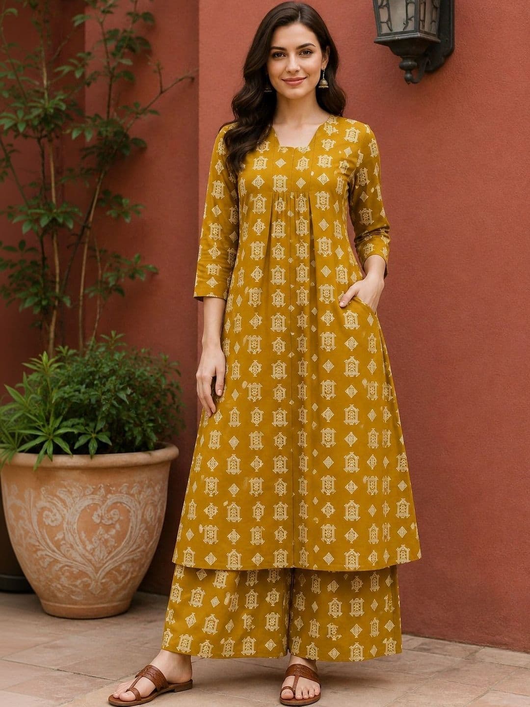 HIVA TRENDZ Women Printed Regular Kurta with Palazzos thumbnail 5