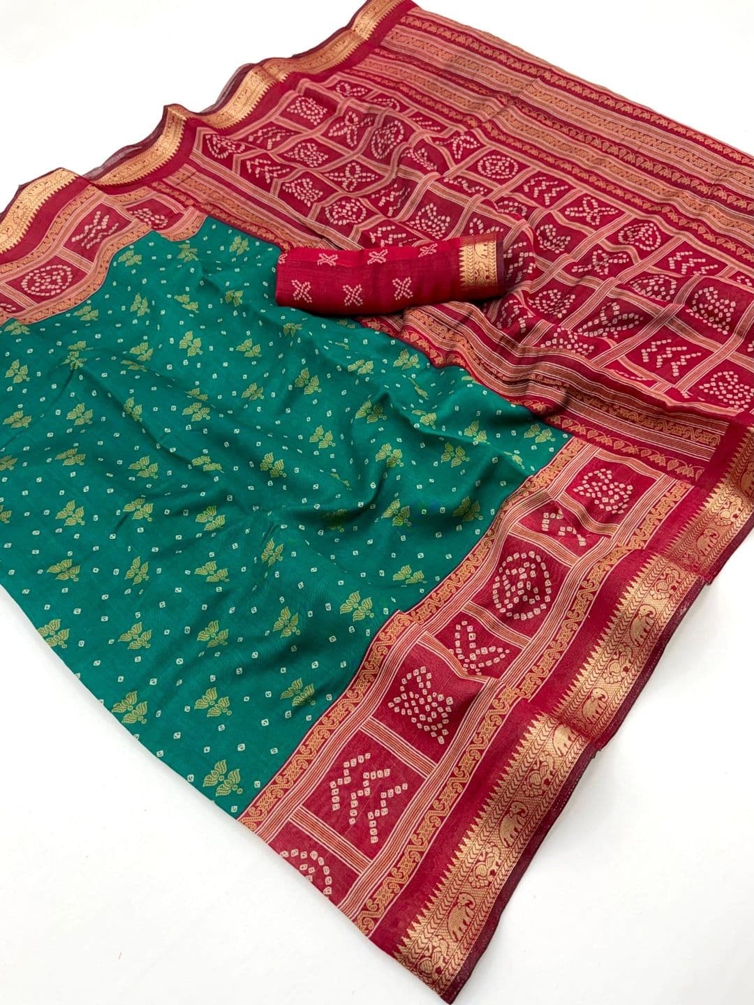 NARIVESH TRENDS Bandhani Zari Saree thumbnail 3