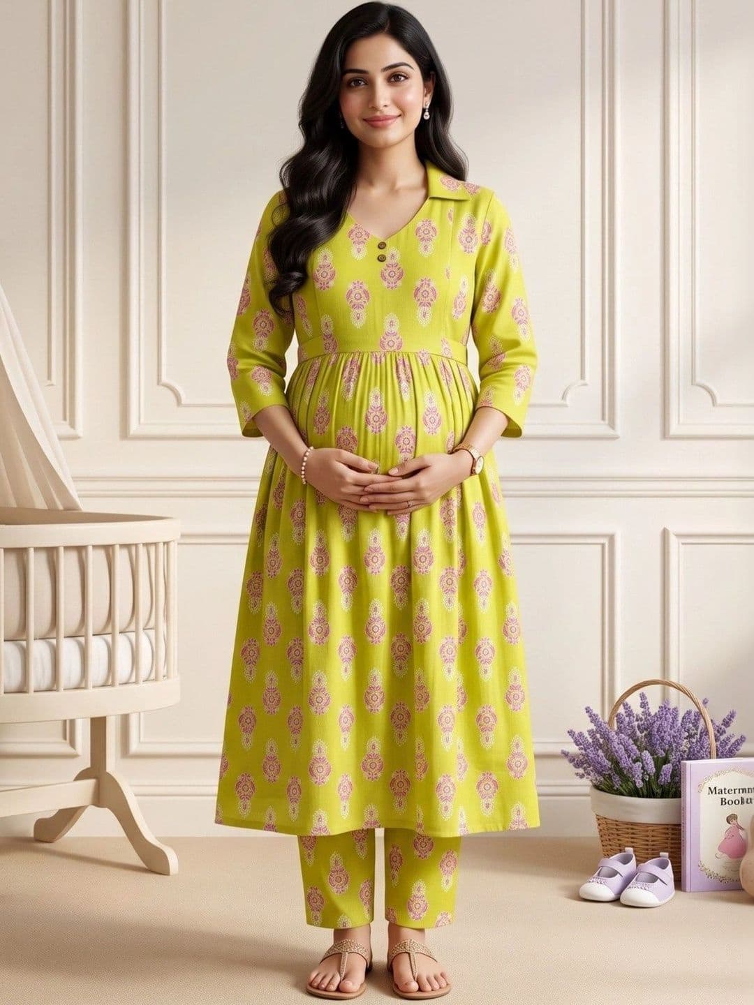 DUMMY SHAPE Women Ethnic Motifs Printed Empire Kurta with Trousers - view 1