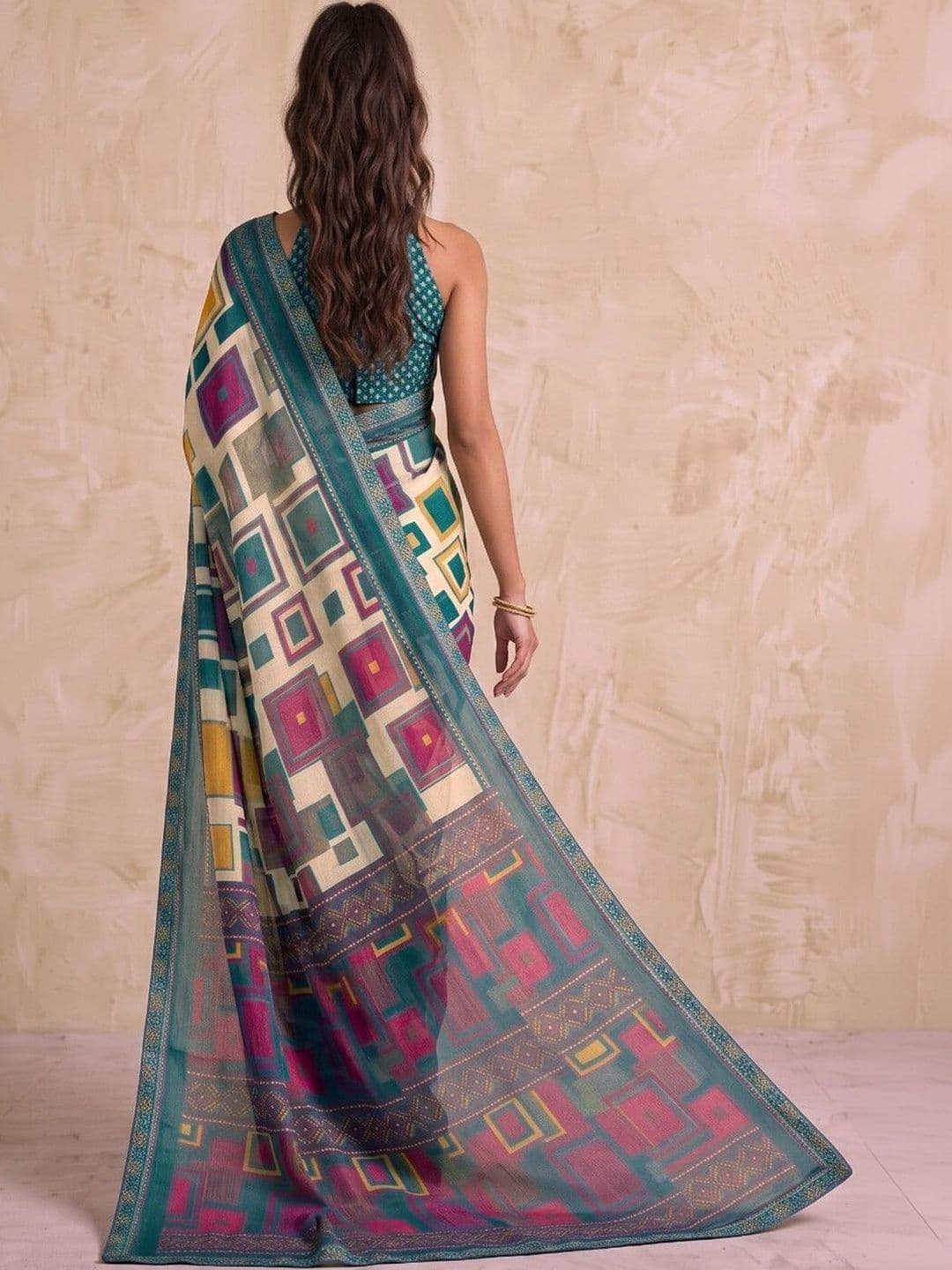 SAARA Ethnic Motifs Pure Georgette Saree thumbnail 3