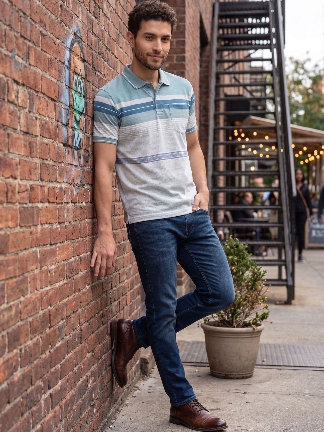 Roadster Men Striped Polo Collar Pockets T-shirt thumbnail 5
