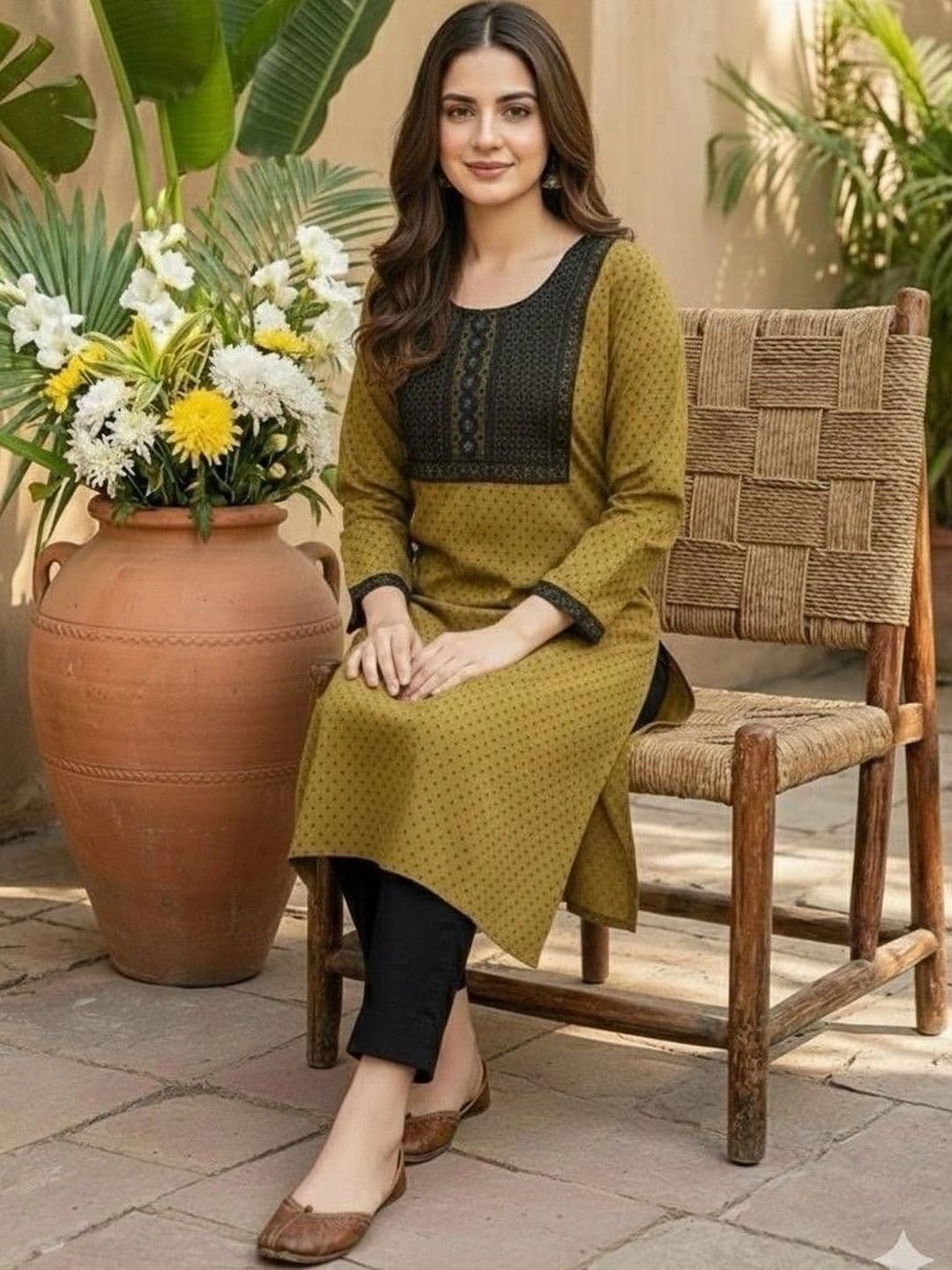Sypher Boutique Women Ethnic Motifs Printed Regular Thread Work Pure Cotton Kurta with Trousers & With thumbnail 2