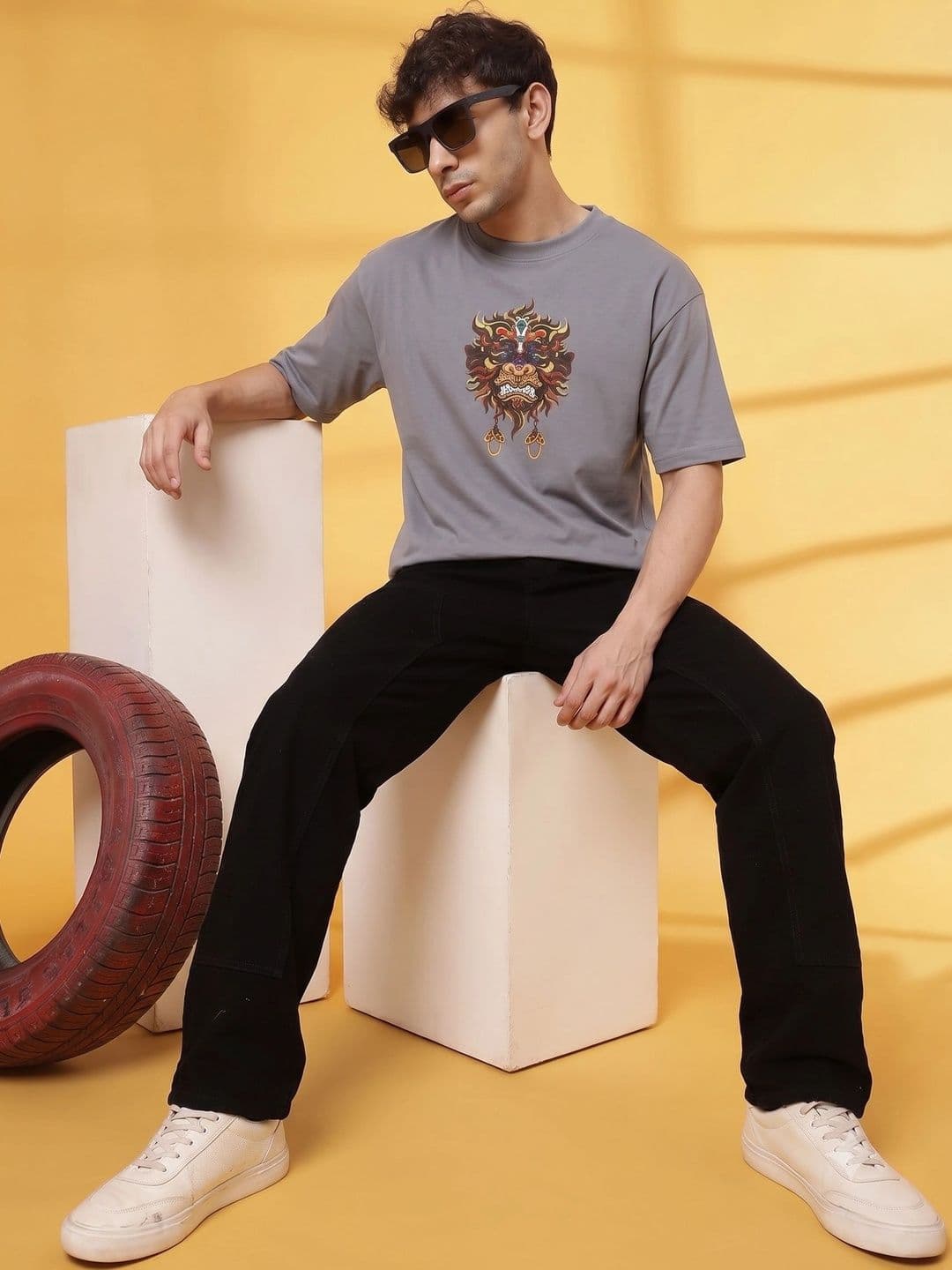 BAESD Men Printed Drop-Shoulder Sleeves T-shirt thumbnail 6