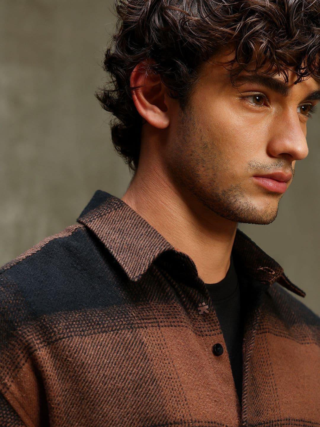 CAHOOT Men Yarn Dyed Brushed Buffalo Checks Oversized Casual Shirt thumbnail 2