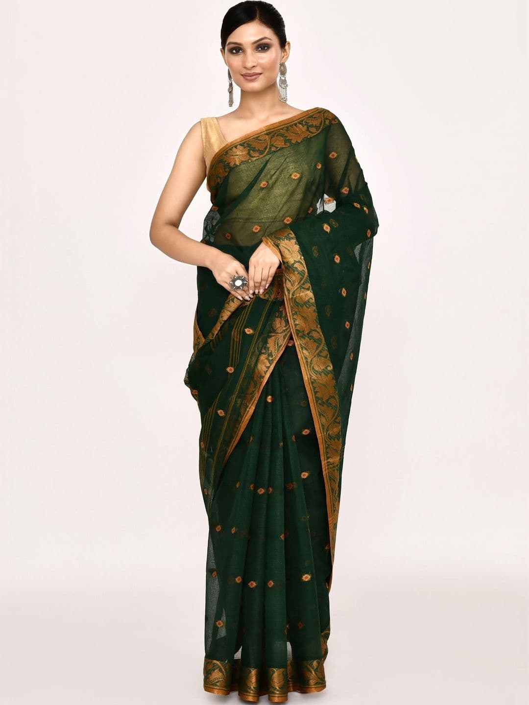 TANTSHREE Woven Design Zari Pure Cotton Saree thumbnail 4