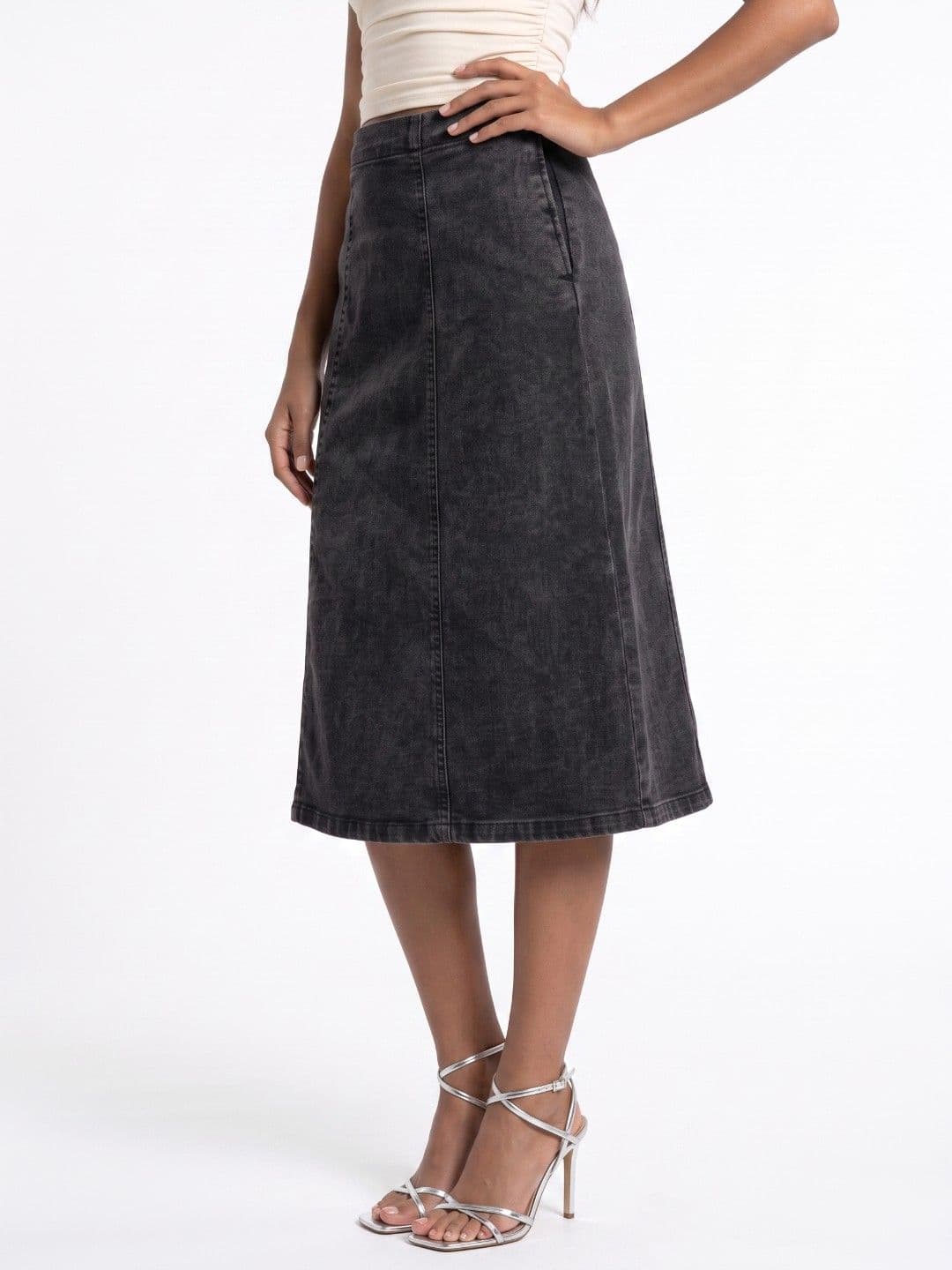 glitchez Women Washed Midi A-Line Skirt - view 1