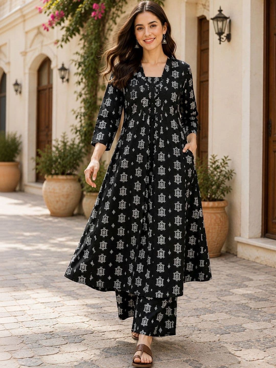 NEW ETHNIC 4 YOU Women Printed Regular Kurta with Palazzos - view 1