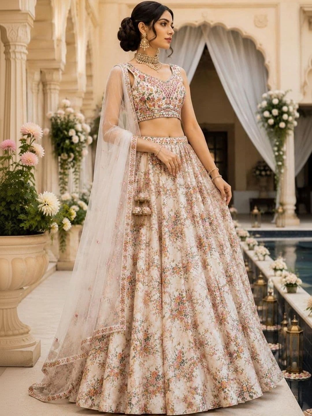 Indi Kal Embroidered Sequinned Ready to Wear Lehenga & Blouse With Dupatta thumbnail 4