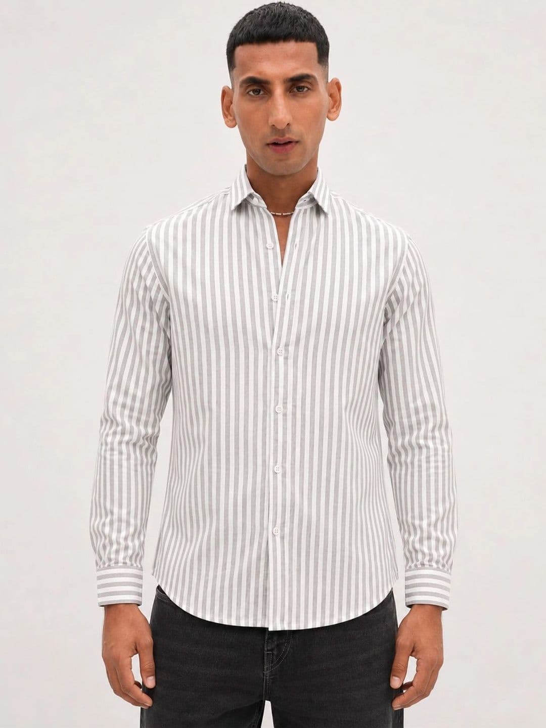 R.Code by The Roadster Life Co. Men Standard Striped Casual Shirt thumbnail 2