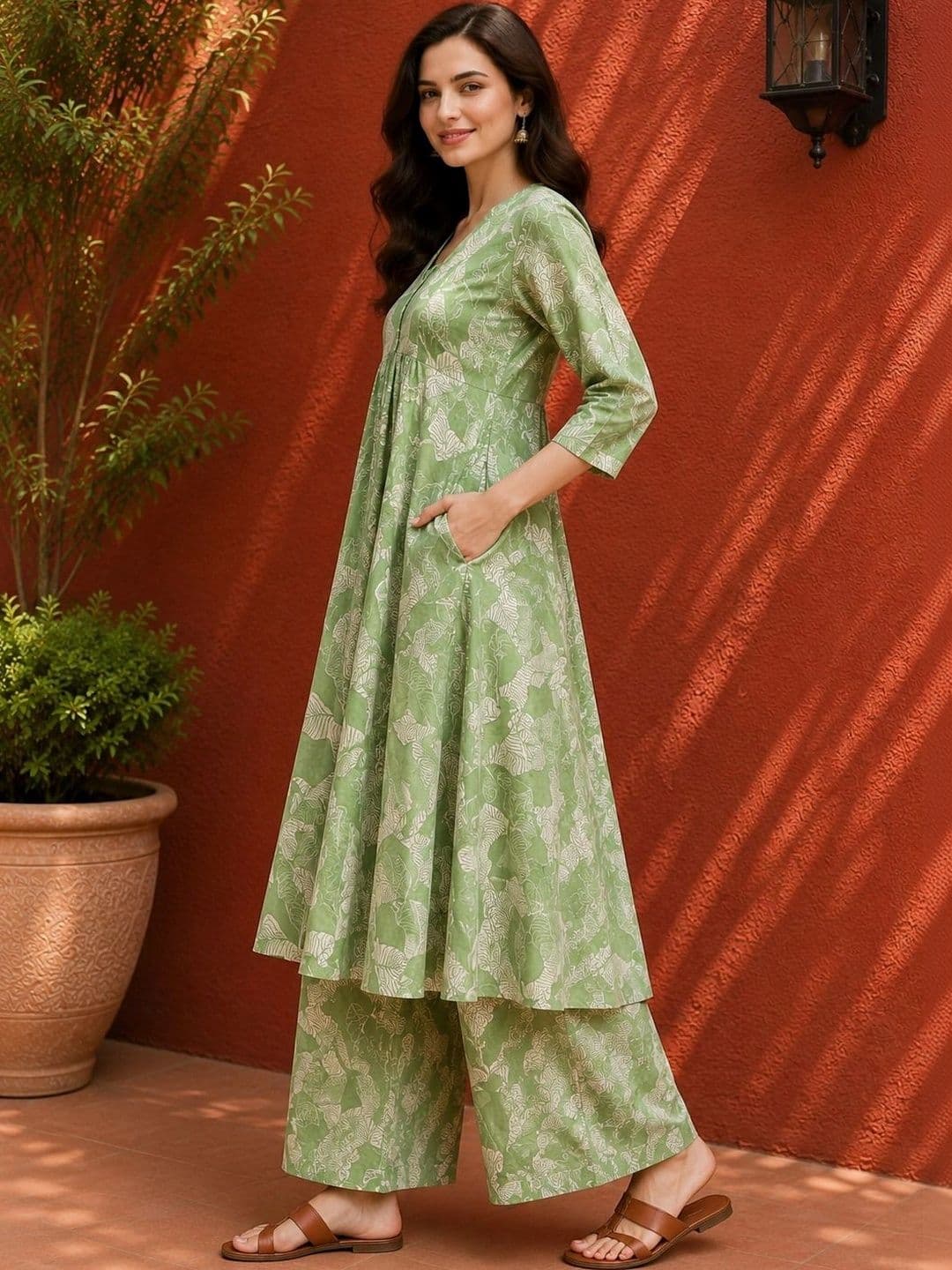 EVANORA Women Floral Printed Empire Kurta with Palazzos thumbnail 4
