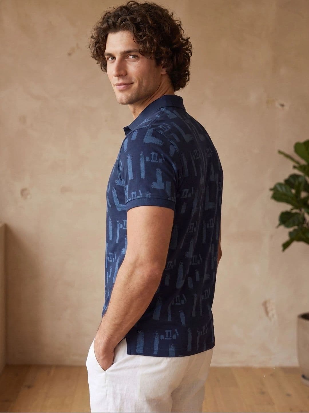 Roadster Men Printed Polo Collar T-shirt thumbnail 5
