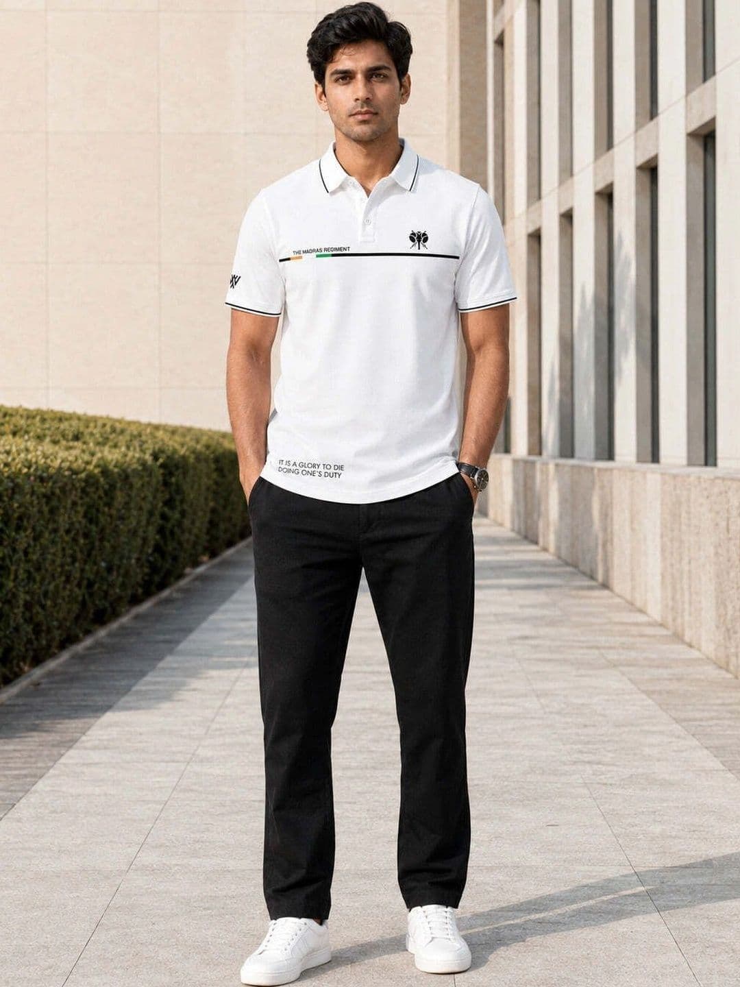 Warrior World Men Typography Printed Polo Collar T-shirt thumbnail 7