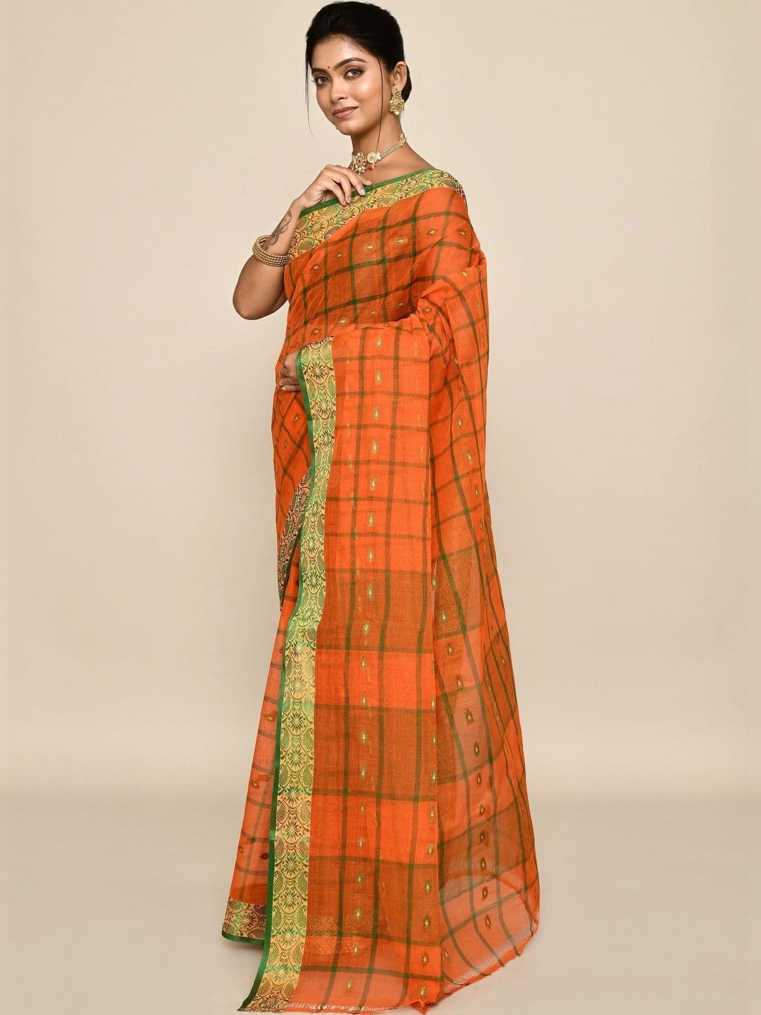 TANTSHREE Woven Design Pure Cotton Saree thumbnail 2