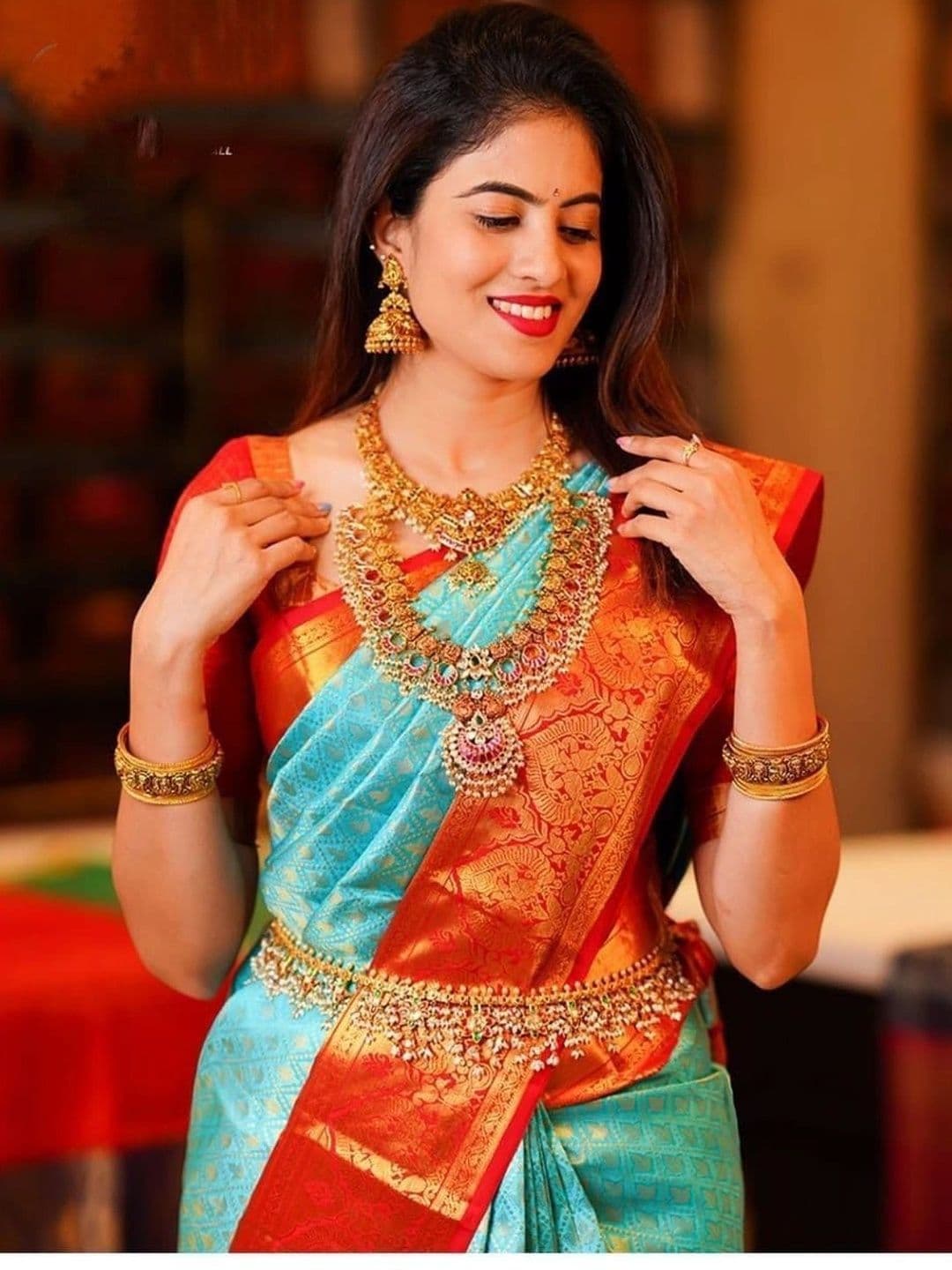 revika Woven Design Zari Art Silk Designer Kanjeevaram Saree thumbnail 3