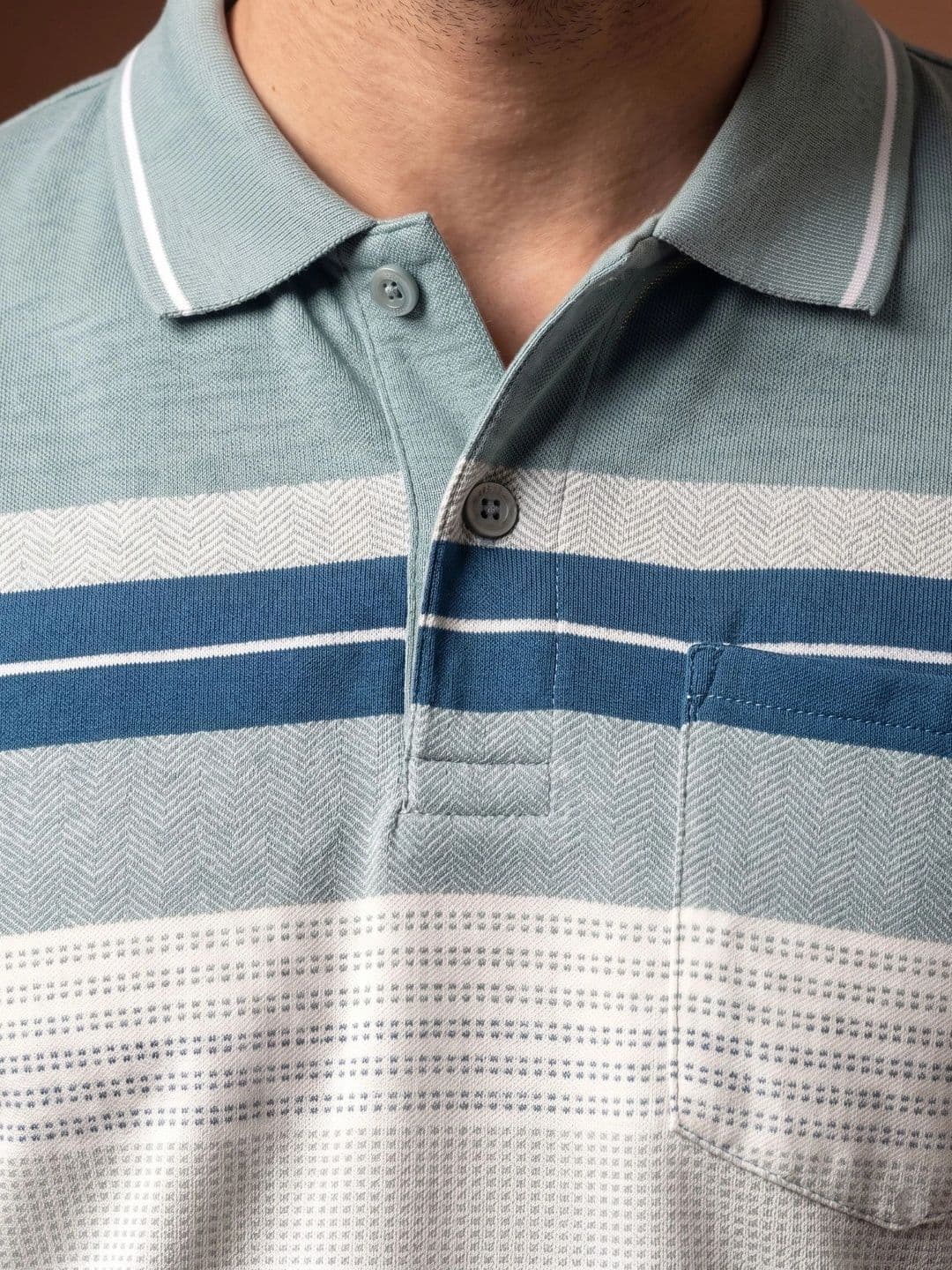Roadster Men Striped Polo Collar Pockets T-shirt thumbnail 4
