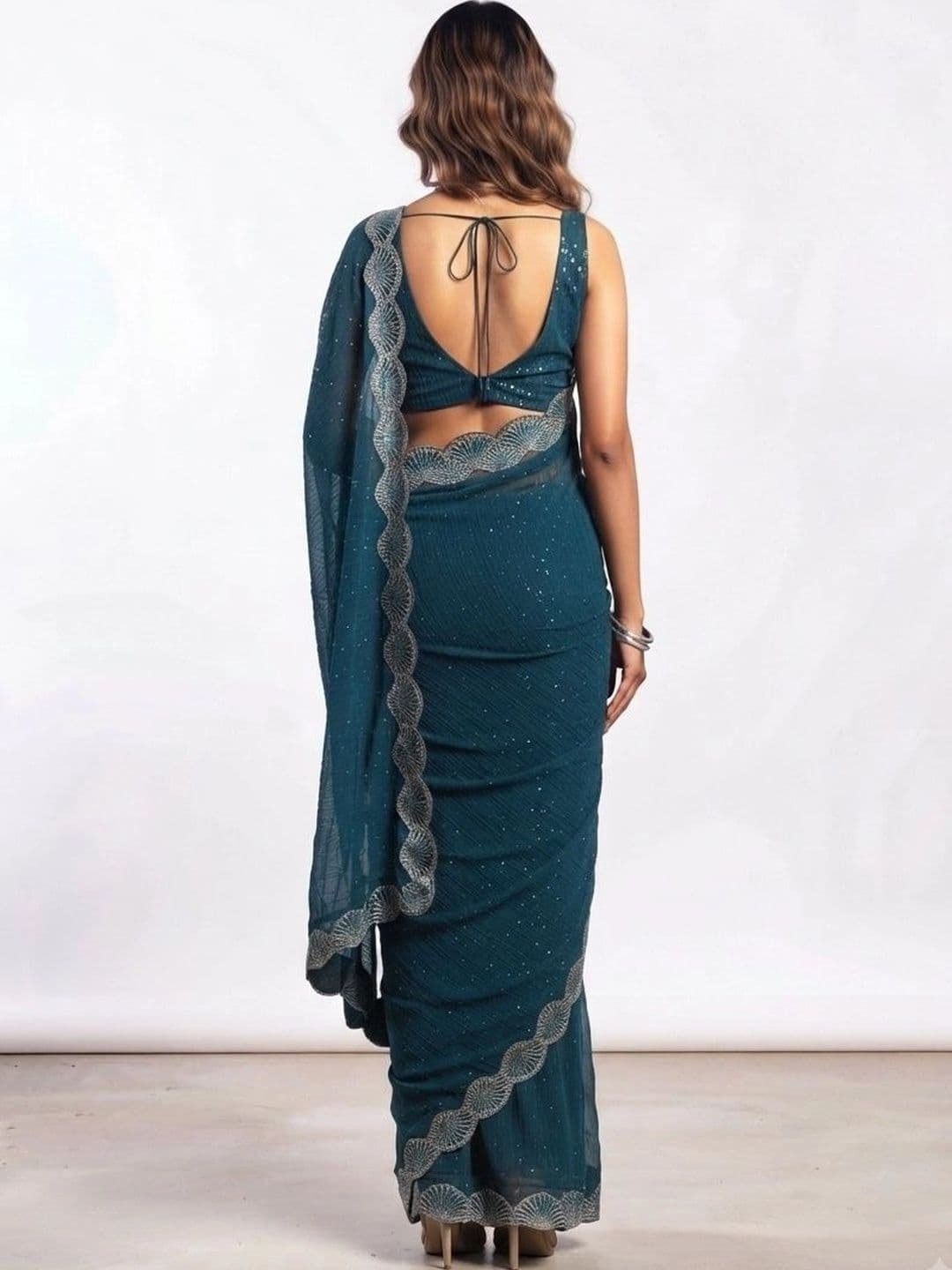 DEVI FASHIONS LLP Embellished Organza Saree thumbnail 2