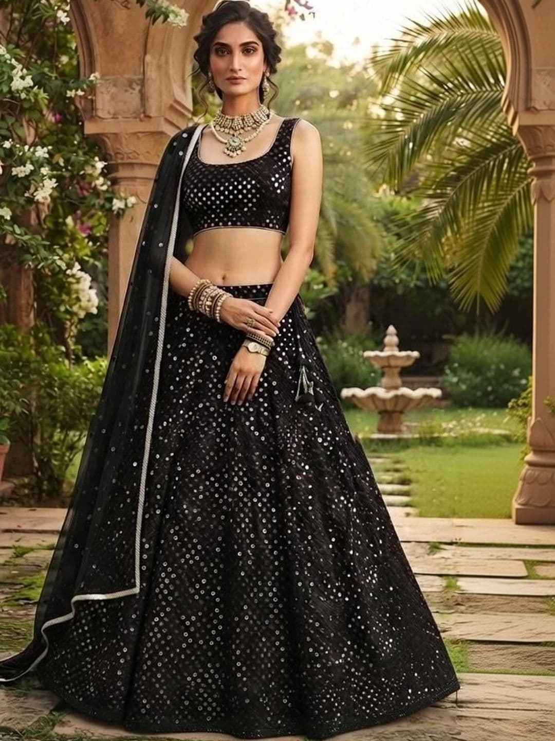Indi Kal Embellished Sequinned Ready to Wear Lehenga & Blouse With Dupatta thumbnail 5