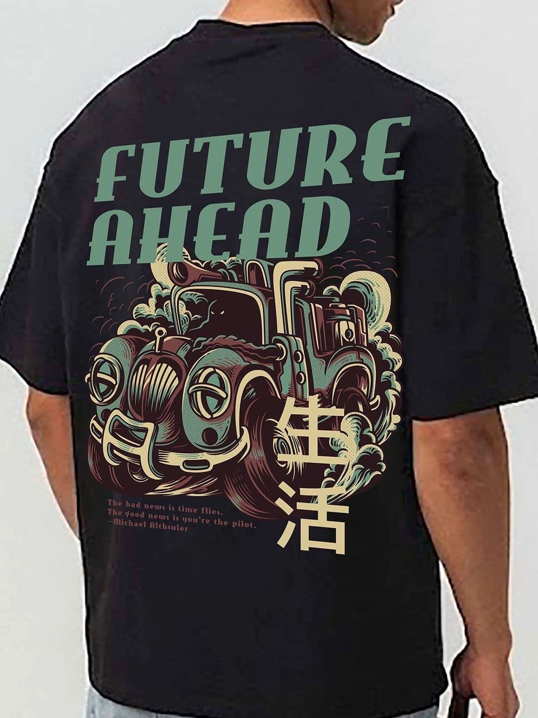 Mast & Harbour Men Printed Drop-Shoulder Sleeves T-shirt thumbnail 3
