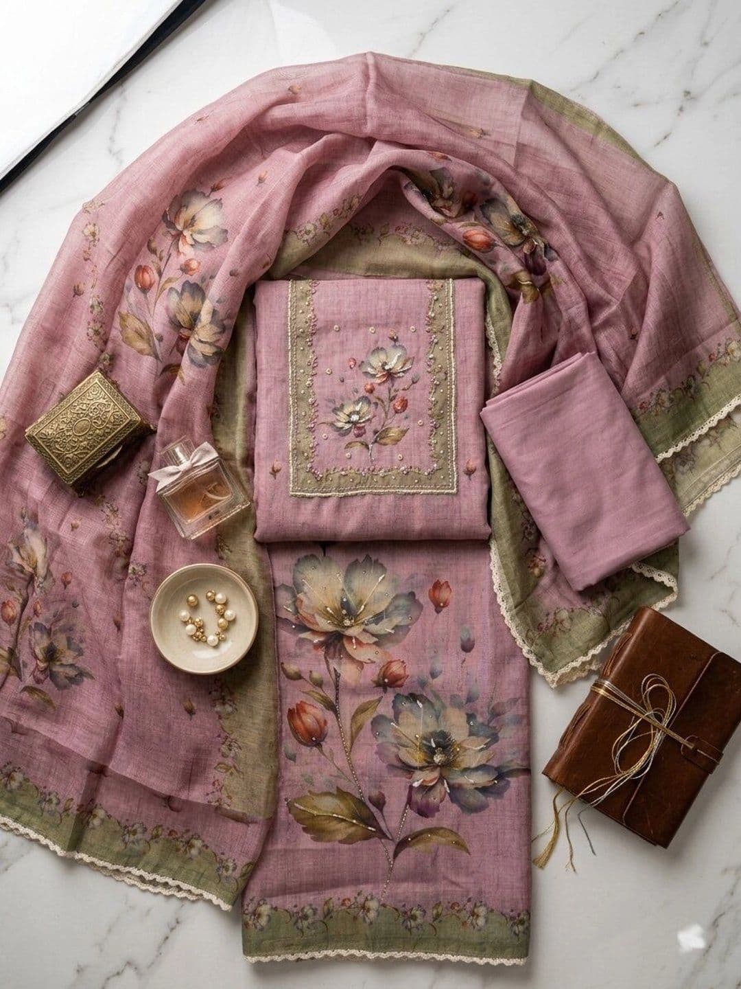 WaCraz Printed Semi-Stitched Dress Material thumbnail 2