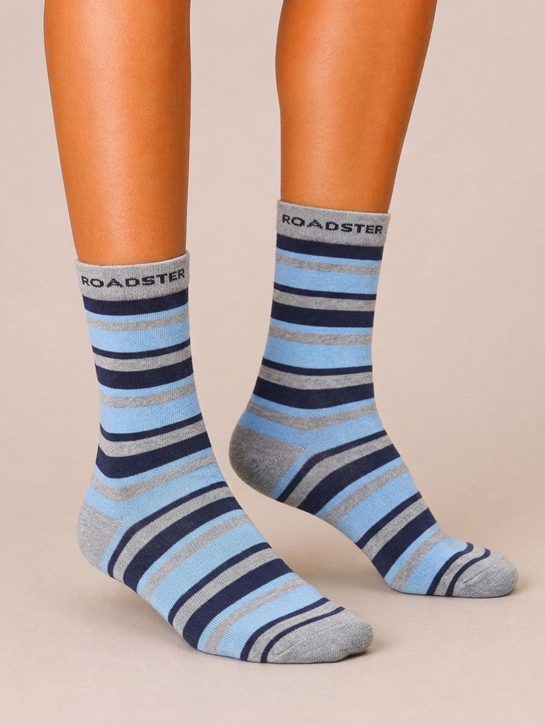 Roadster Men Pack of 3 Cotton Striped Above Ankle Socks thumbnail 3