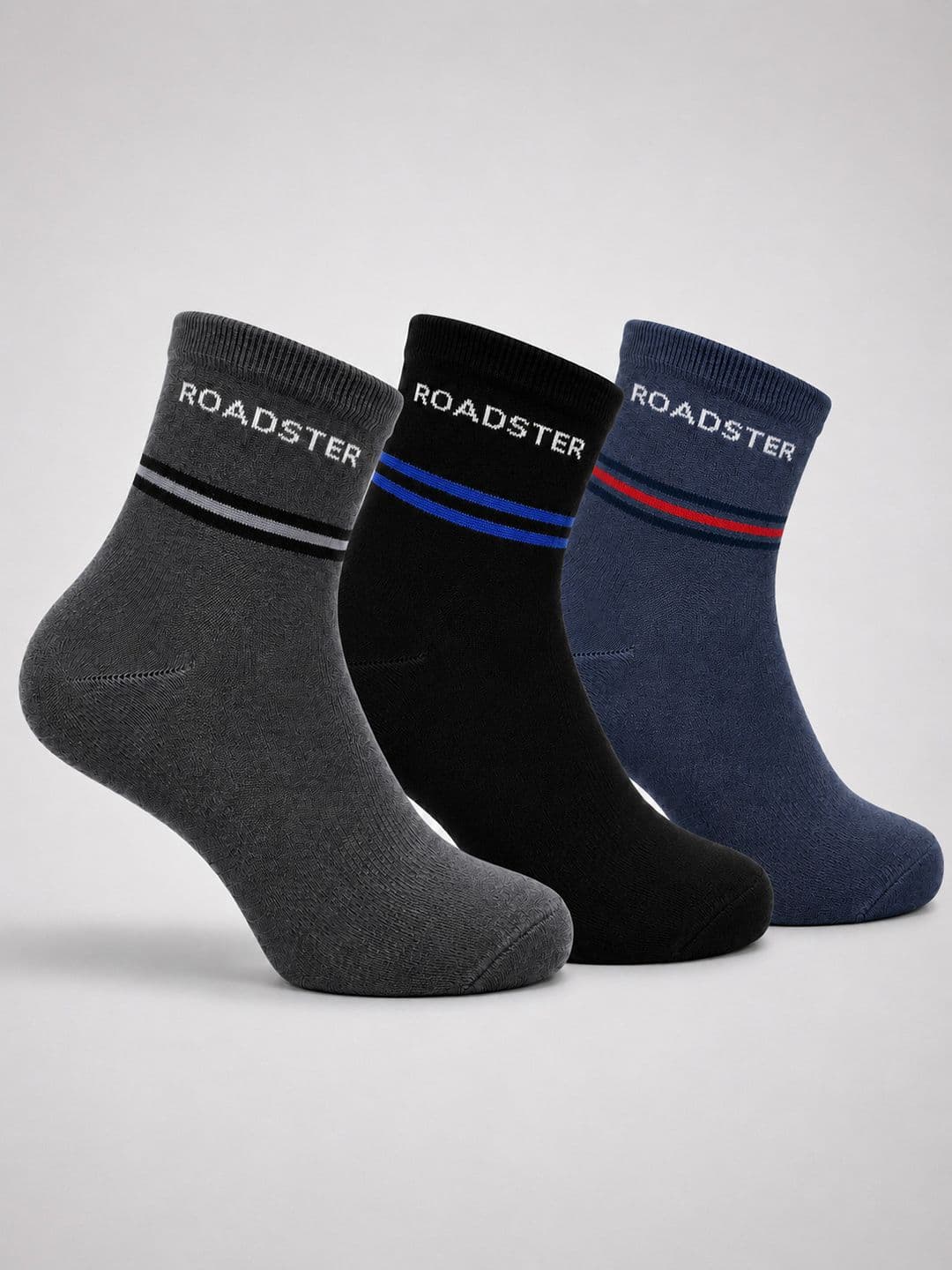 Roadster Men Pack of 3 Cotton Striped Above Ankle Socks - view 1