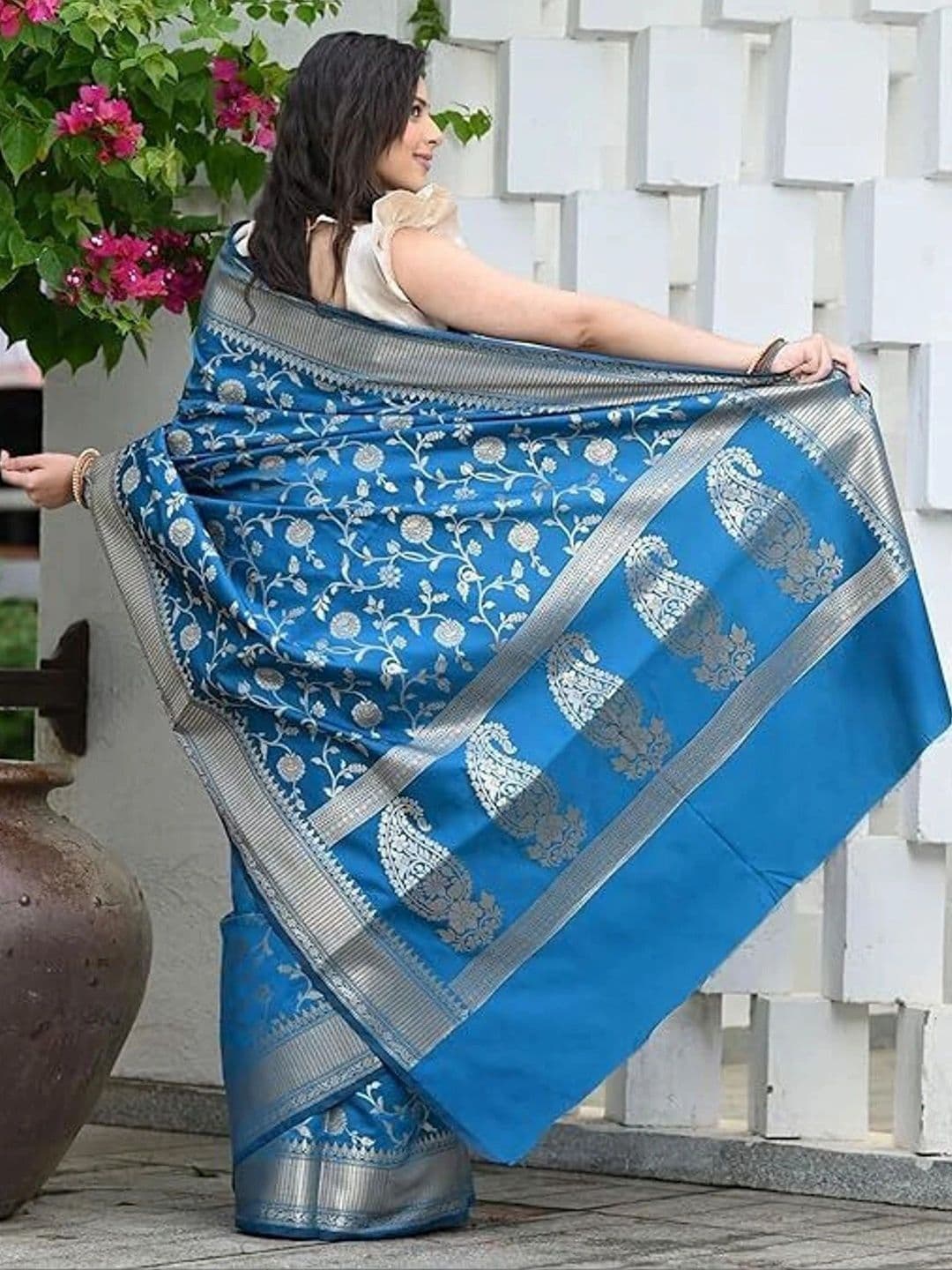 VYOM CREATION Woven Design Zari Art Silk Banarasi Saree thumbnail 5