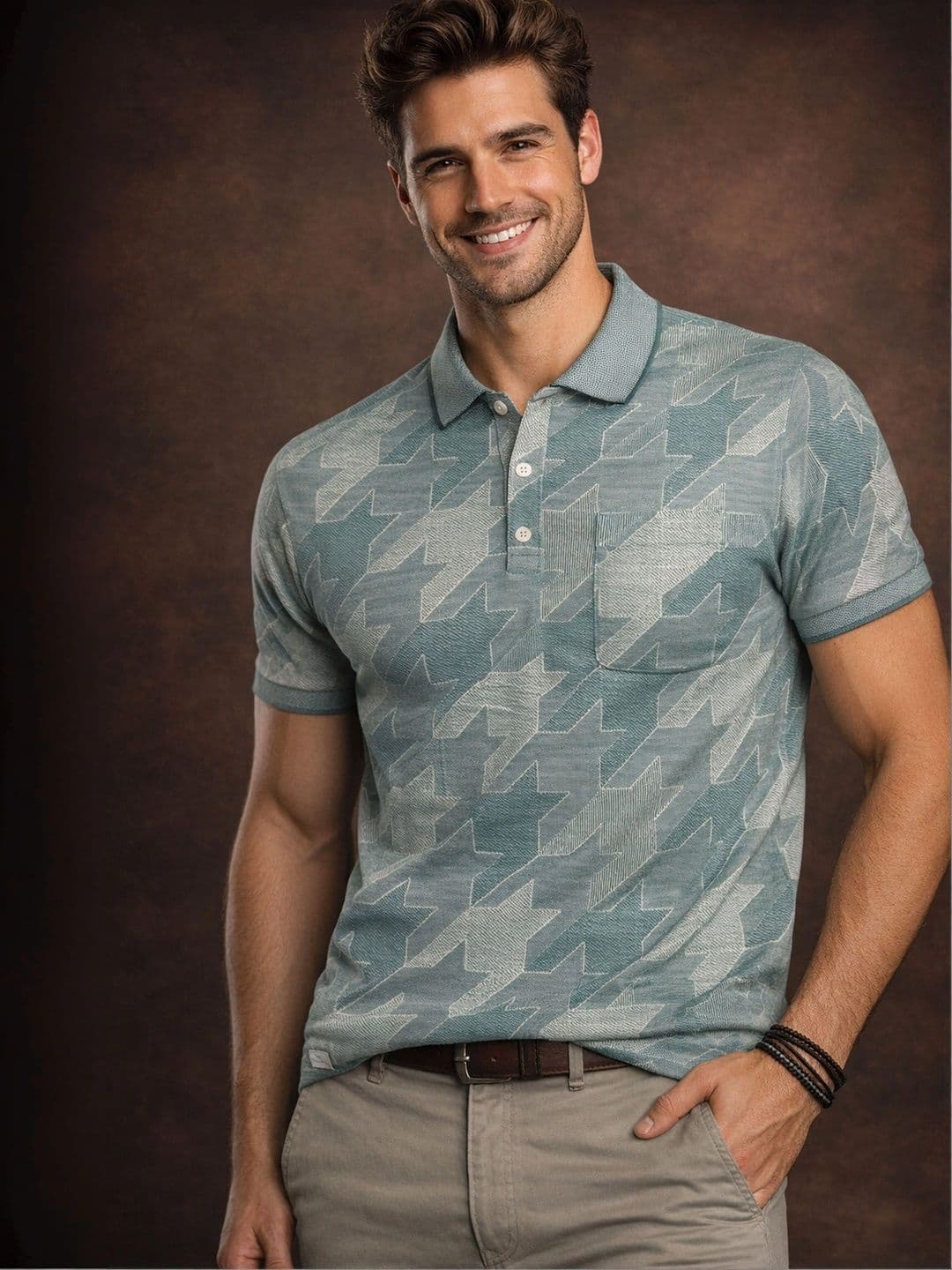 Roadster Men Printed Polo Collar Pockets T-shirt thumbnail 4