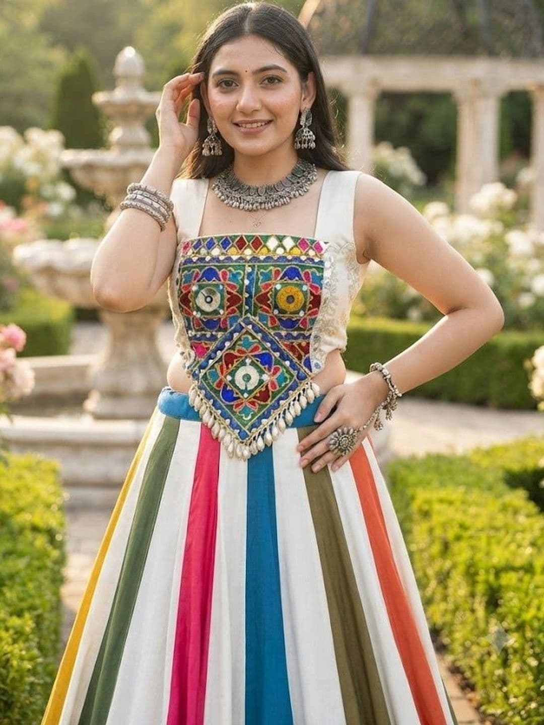 RUNAYA NX Embellished Mirror Work Ready to Wear Lehenga & Unstitched thumbnail 5