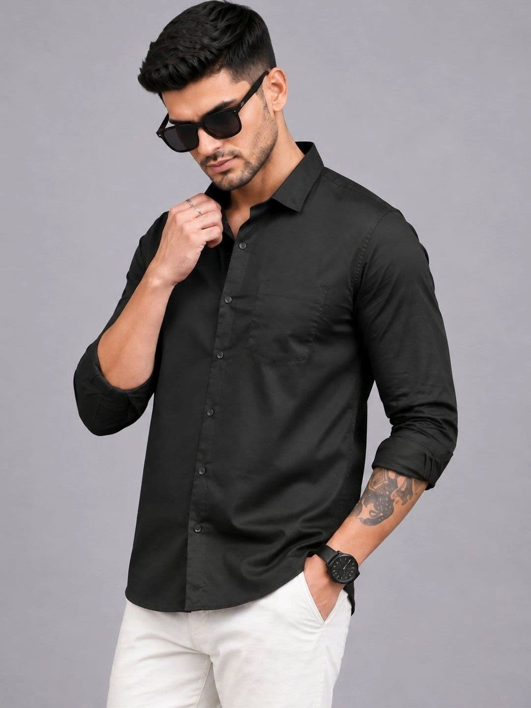 Roadster Men Black Solid Regular Fit Casual Shirt thumbnail 7