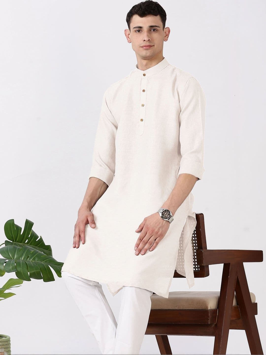 Anouk Men Cotton Linen Kurta thumbnail 6
