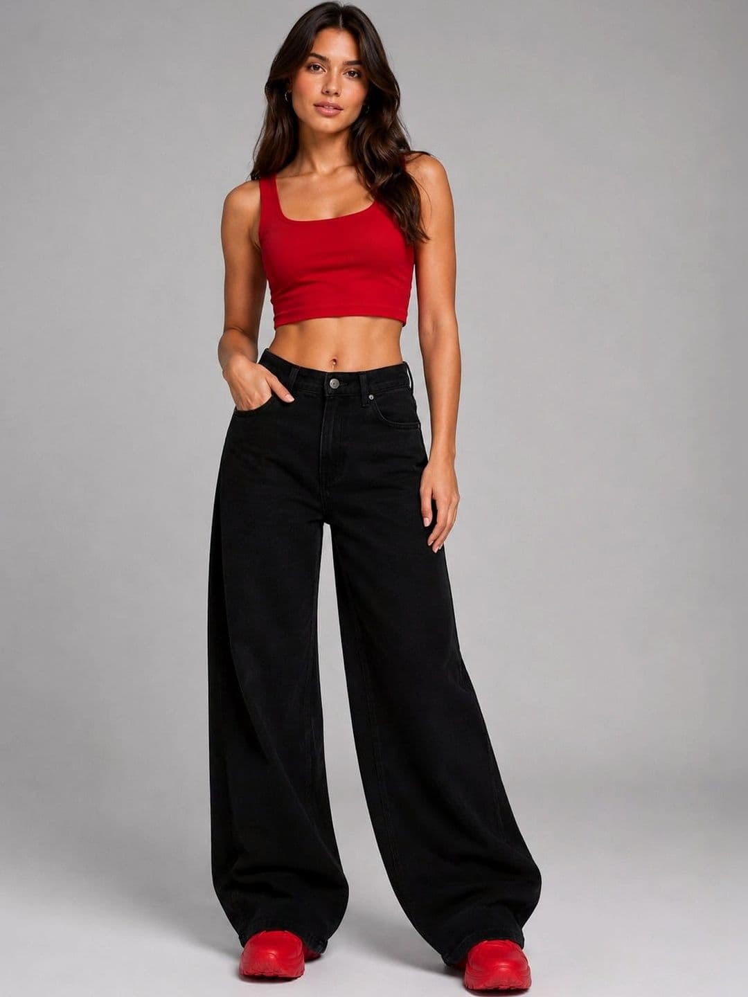 AAV2 Women Wide Leg High-Rise Light Fade Stretchable Jeans - view 1