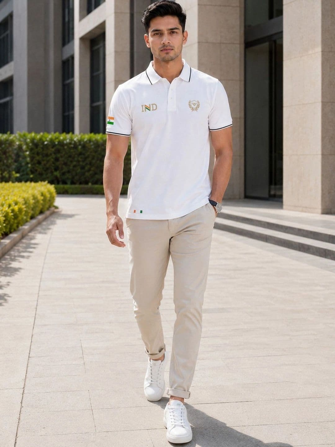 Warrior World Men Brand Logo Polo Collar T-shirt thumbnail 2