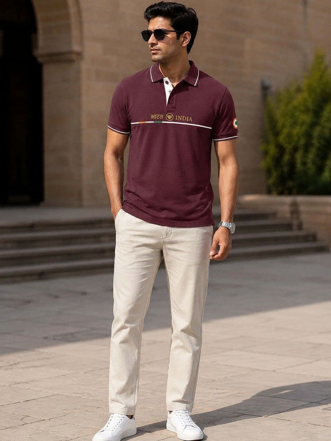 Warrior World Men Typography Printed Polo Collar Pure Cotton T-shirt thumbnail 2