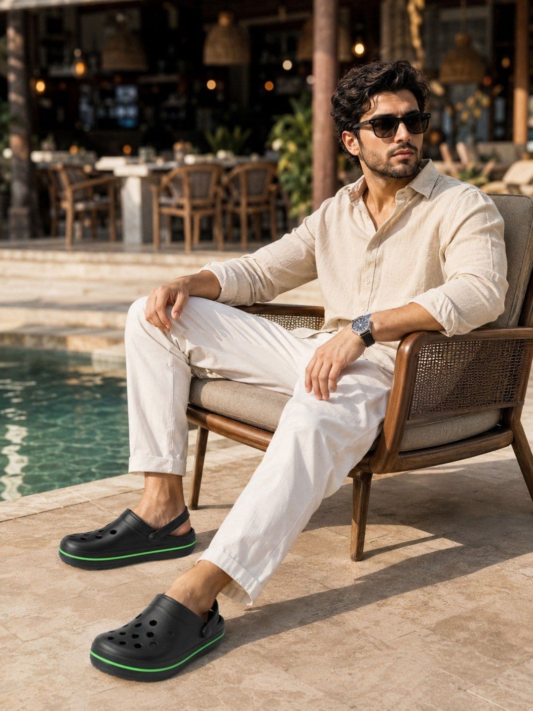 HRX by Hrithik Roshan Men Black & Green Rubber Clogs thumbnail 7