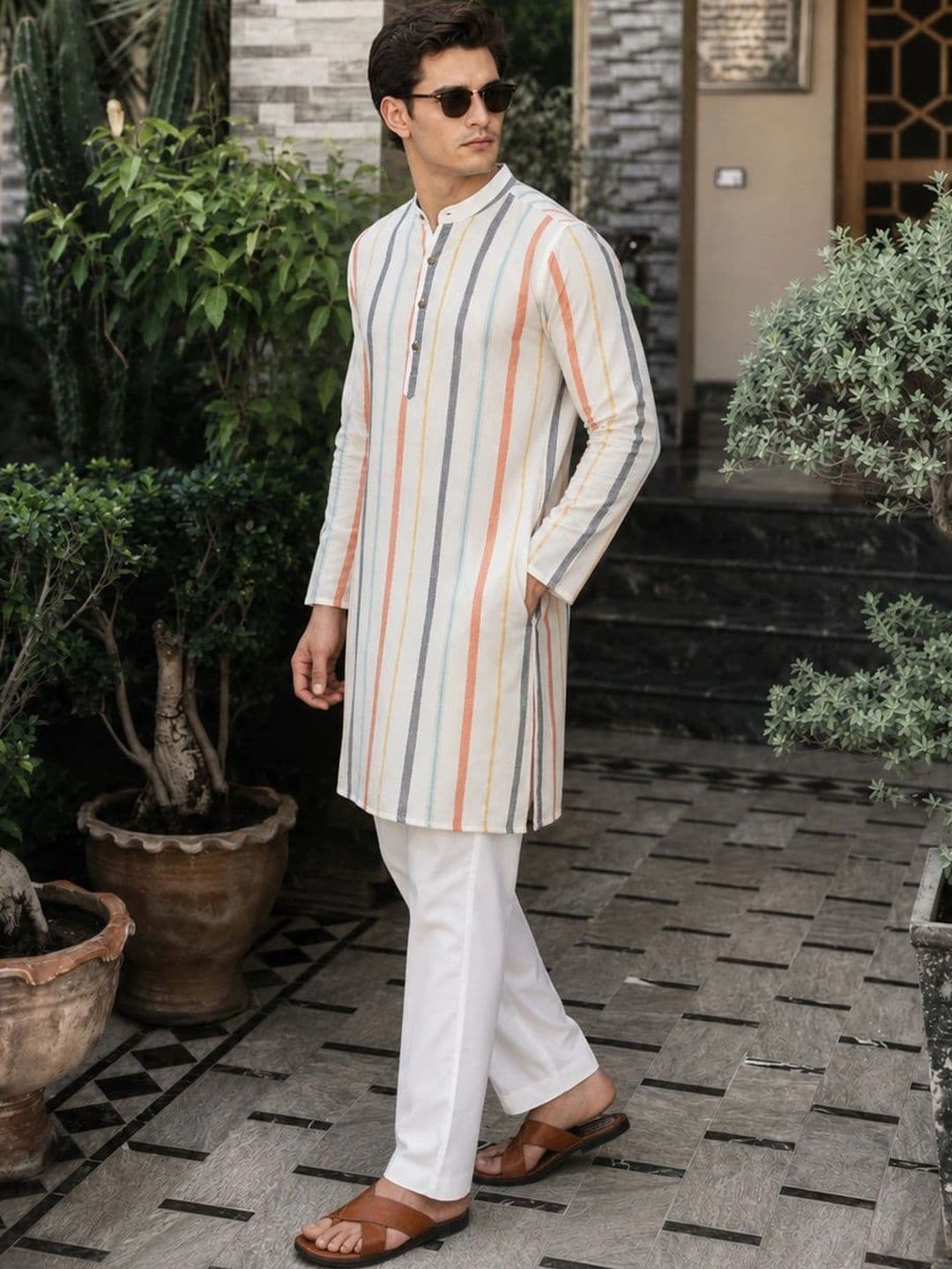 Anouk Men Cotton Striped Kurta thumbnail 5