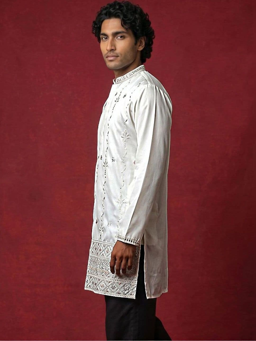 Jompers Men Embellished Sequinned Kurta thumbnail 6