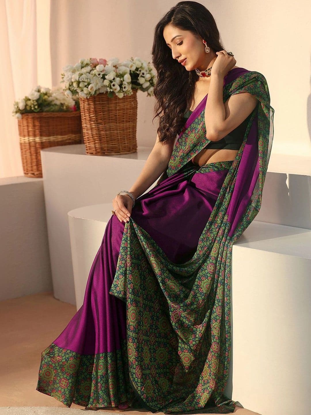 Libas Ethnic Motifs Fusion Saree - view 1