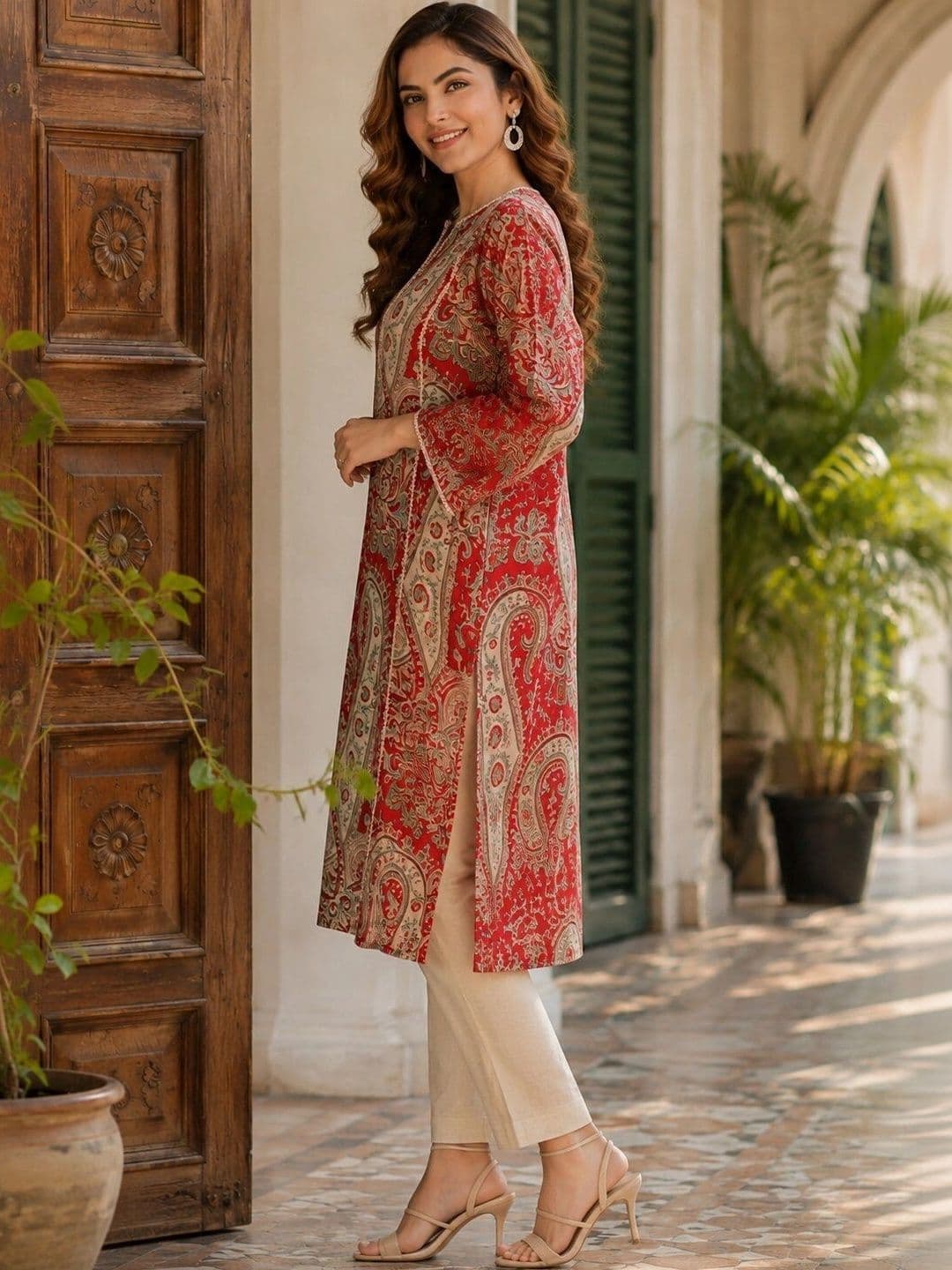 Tabeedah Women Paisley Printed Indie Prints Handloom Kurta thumbnail 4