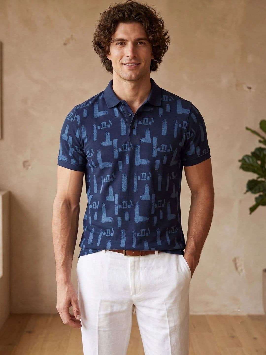 Roadster Men Printed Polo Collar T-shirt thumbnail 3