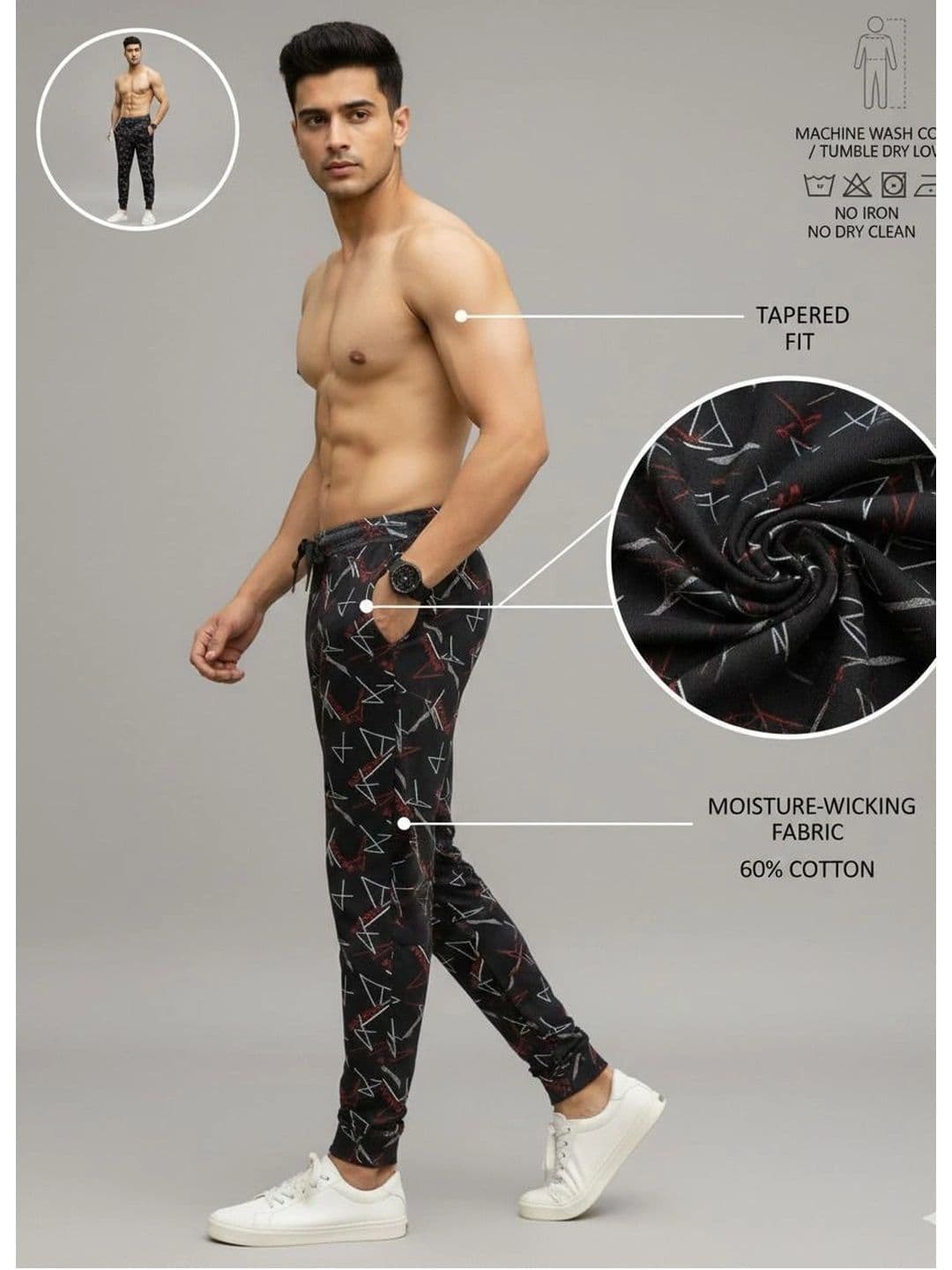 24 Street Men Jogger Mid-Rise Printed Jeans thumbnail 3
