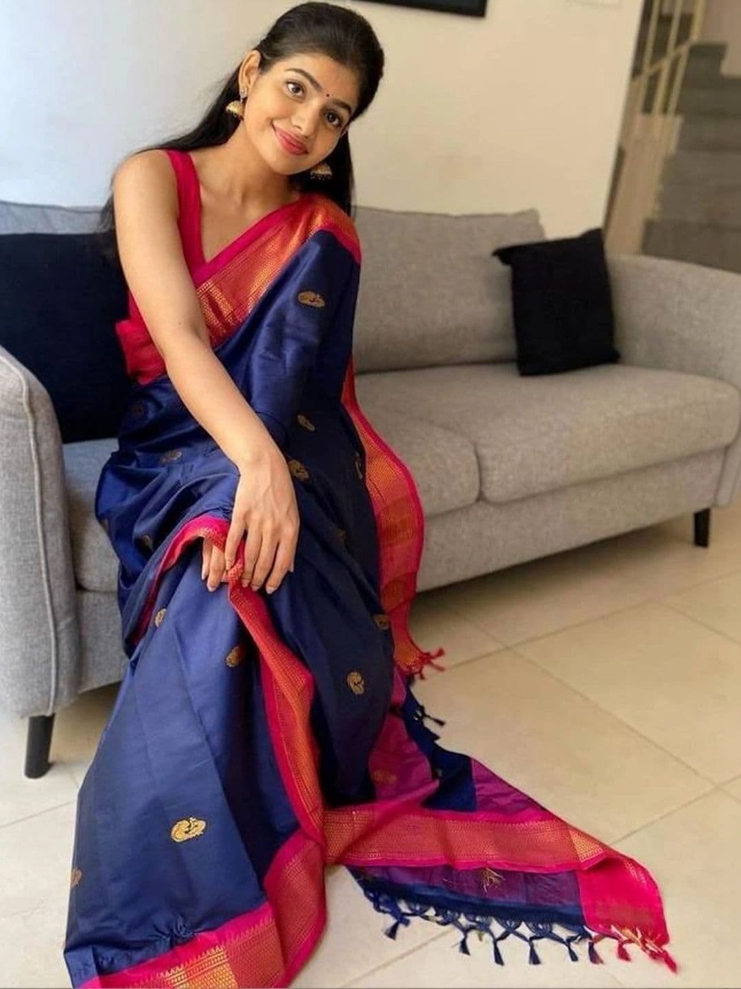 revika Woven Design Zari Art Silk Designer Kanjeevaram Saree thumbnail 4