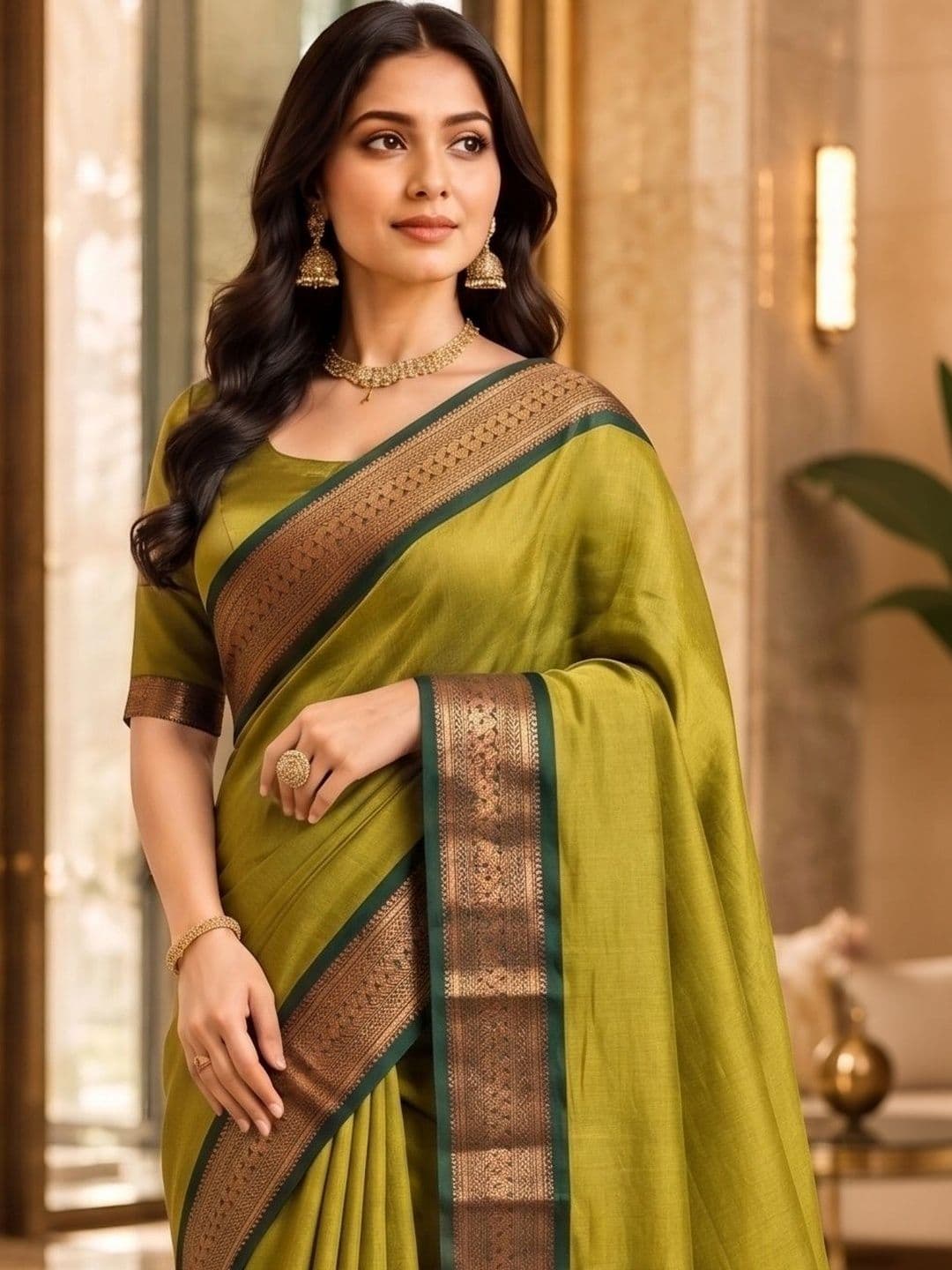 Owee Zari Silk Cotton Designer Narayan Peth Saree - view 1