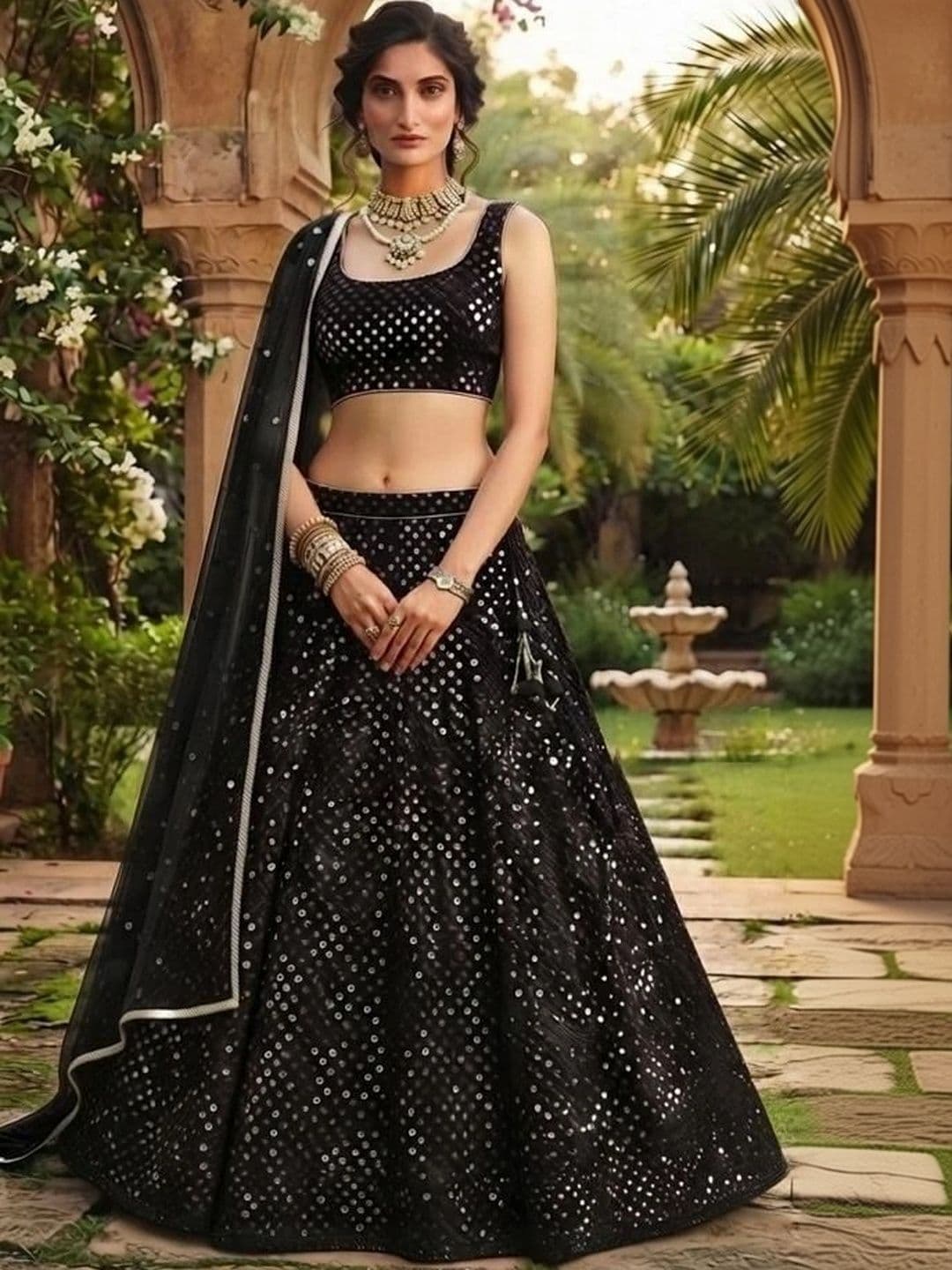 Indi Kal Embellished Sequinned Ready to Wear Lehenga & Blouse With Dupatta - view 1