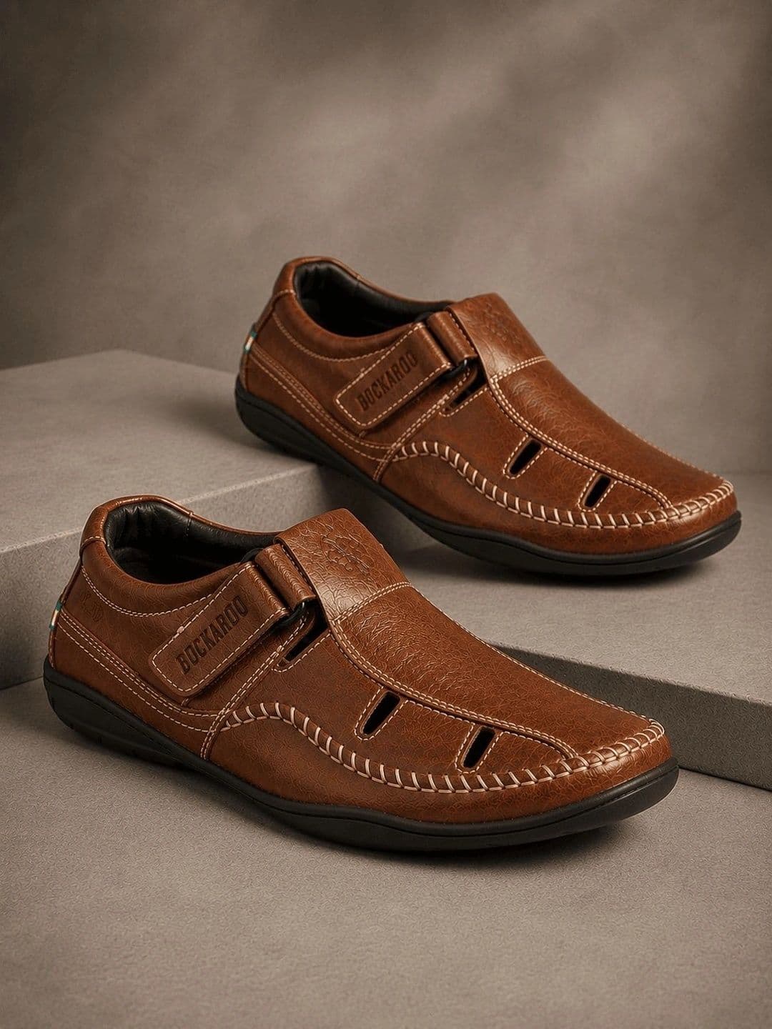 Buckaroo Men Tan Genuine Leather Comfort Sandals - view 1
