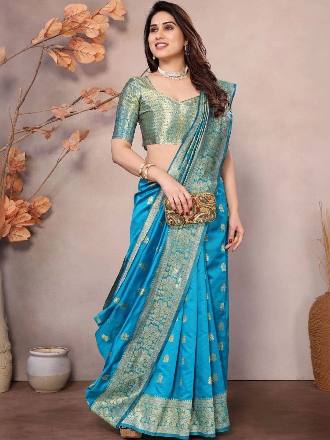 ODHNEE Woven Design Zari Silk Blend Designer Banarasi Saree - view 1