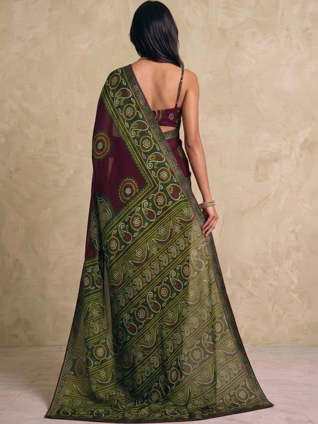 SAARA Bandhani Pure Georgette Saree thumbnail 4