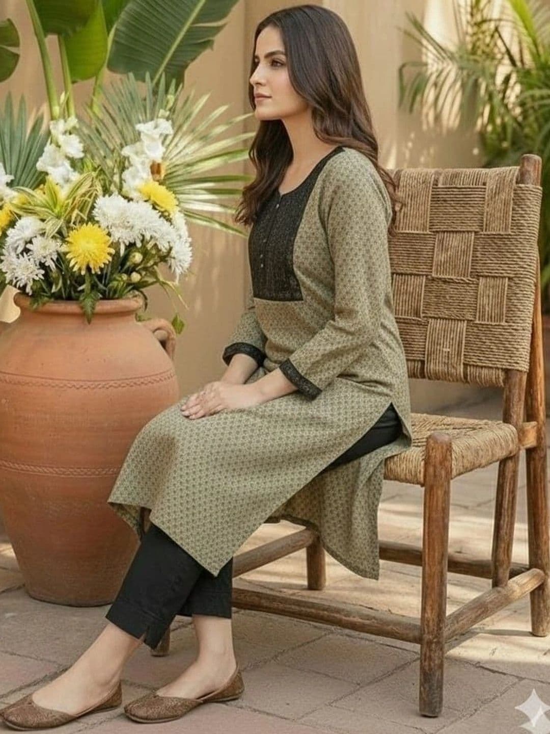 Sypher Boutique Women Ethnic Motifs Printed Regular Thread Work Pure Cotton Kurta with Trousers & With thumbnail 4