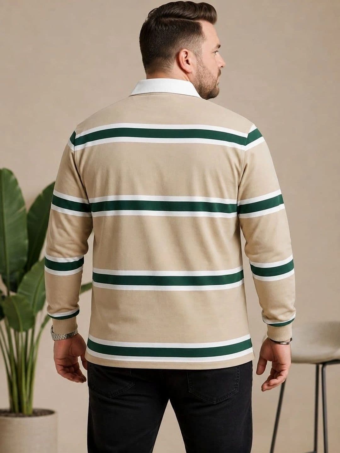 AUSTIVO Men Striped Polo Collar T-shirt thumbnail 2